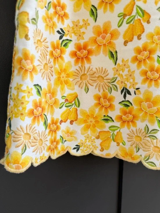 FARM Rio Floral Yellow Belted Denim Mini Skirt | M - Picture 7 of 10